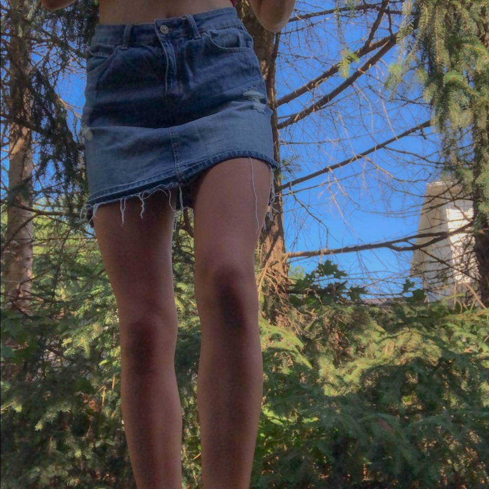 Ripped Jean Skirt